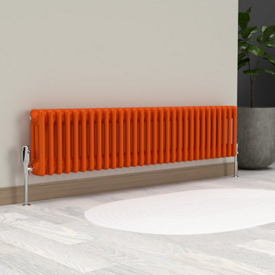Lux Heat Sunburst Orange Horizontal 3 Column Traditional Radiator 300mm ...