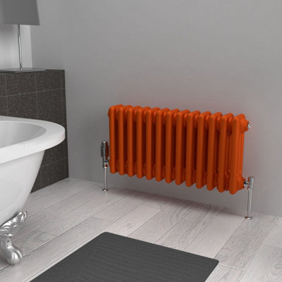 Lux Heat Sunburst Orange Horizontal 3 Column Traditional Radiator 300mm ...