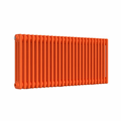 Lux Heat Sunburst Orange Horizontal 3 Column Traditional Radiator 500mm ...