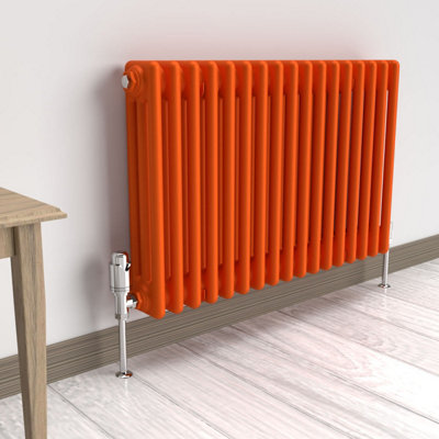 Lux Heat Sunburst Orange Horizontal 3 Column Traditional Radiator 500mm ...