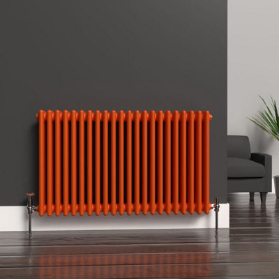 Lux Heat Sunburst Orange Horizontal 3 Column Traditional Radiator 600mm ...