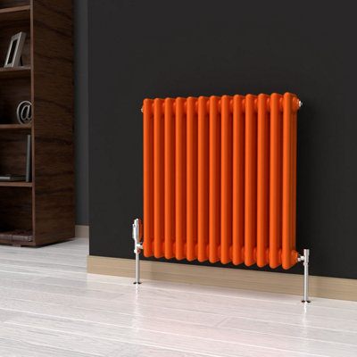 Lux Heat Sunburst Orange Horizontal 3 Column Traditional Radiator 600mm ...
