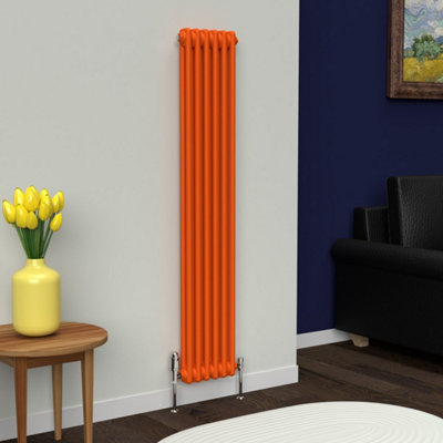 Lux Heat Sunburst Orange Vertical 2 Column Traditional Radiator 1500mm ...