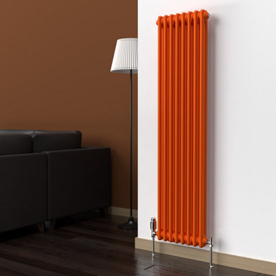 Lux Heat Sunburst Orange Vertical 2 Column Traditional Radiator 1500mm ...