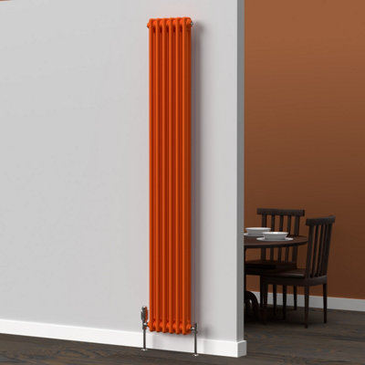 Lux Heat Sunburst Orange Vertical 2 Column Traditional Radiator 1800mm ...
