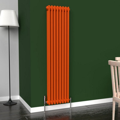 Lux Heat Sunburst Orange Vertical 3 Column Traditional Radiator 1500mm ...