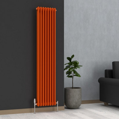 Lux Heat Sunburst Orange Vertical 3 Column Traditional Radiator 1800mm ...