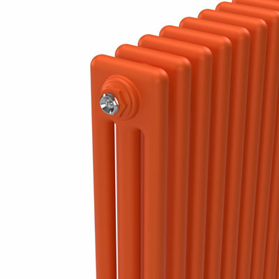 Lux Heat Sunburst Orange Vertical 3 Column Traditional Radiator 1800mm ...