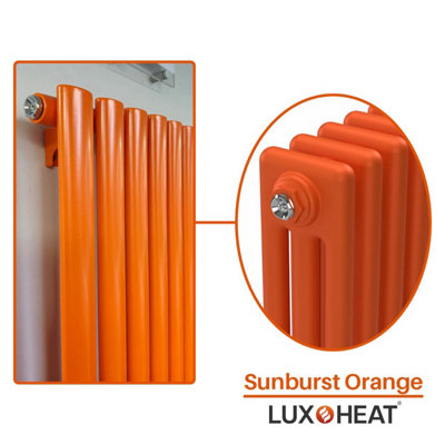 Lux Heat Sunburst Orange Vertical 3 Column Traditional Radiator 1800mm ...