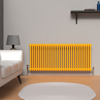 Lux Heat Sunflower Yellow Horizontal 3 Column Traditional Radiator ...