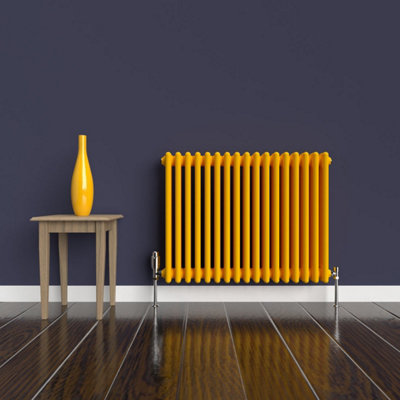 Lux Heat Sunflower Yellow Horizontal 3 Column Traditional Radiator ...