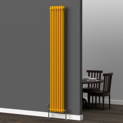 Lux Heat Sunflower Yellow Vertical 2 Column Traditional Radiator 1800mm ...