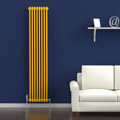 Lux Heat Sunflower Yellow Vertical 2 Column Traditional Radiator 1800mm ...