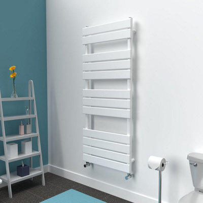 Lux Heat White Flat Designer Towel Radiator 1200mm (H) x 500mm (W)