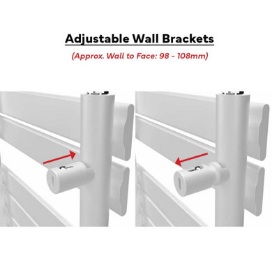 Lux Heat White Flat Designer Towel Radiator 1200mm (H) x 600mm (W)