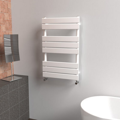 Lux Heat White Flat Designer Towel Radiator 800mm (H) x 500mm (W)