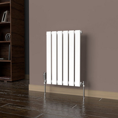Lux Heat White Flat Horizontal Single Panel Designer Radiator 600mm (H) x 420mm (W)