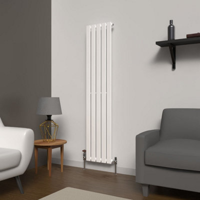 Lux Heat White Flat Vertical Single Panel Designer Radiator 1600mm (H) x 350mm (W)