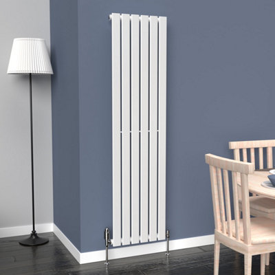Lux Heat White Flat Vertical Single Panel Designer Radiator 1600mm (H) x 420mm (W)