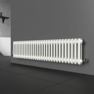 Lux Heat White Horizontal 2 Column Traditional Radiator 300mm (H) x 1370mm (W)