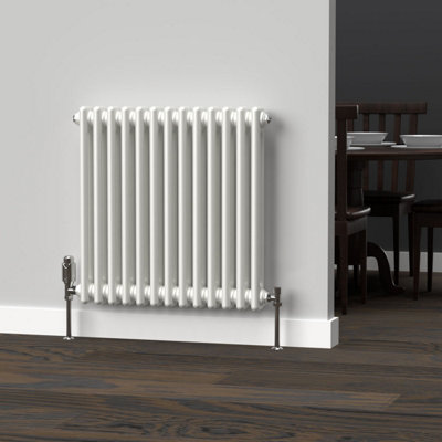Lux Heat White Horizontal 2 Column Traditional Radiator 600mm (H) x 605mm (W)