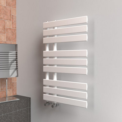 Lux Heat White Open-Flat Designer Towel Radiator 800mm (H) x 500mm (W)