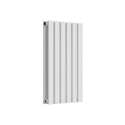 Lux Heat White Oval Horizontal Double Panel Designer Radiator 600mm (H) x 360mm (W)