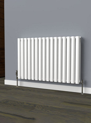 Lux Heat White Oval Horizontal Double Panel Designer Radiator 600mm (H) x 960mm (W)