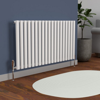 Lux Heat White Oval Horizontal Single Panel Designer Radiator 600mm (H ...