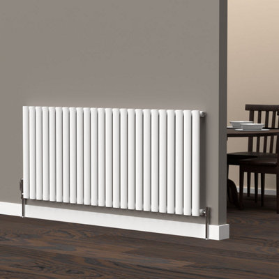Lux Heat White Oval Horizontal Single Panel Designer Radiator 600mm (H) x 1440mm (W)