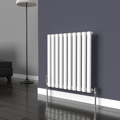 Lux Heat White Oval Horizontal Single Panel Designer Radiator 600mm (H) x 540mm (W)