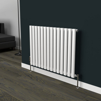 Lux Heat White Oval Horizontal Single Panel Designer Radiator 600mm (H) x 780mm (W)