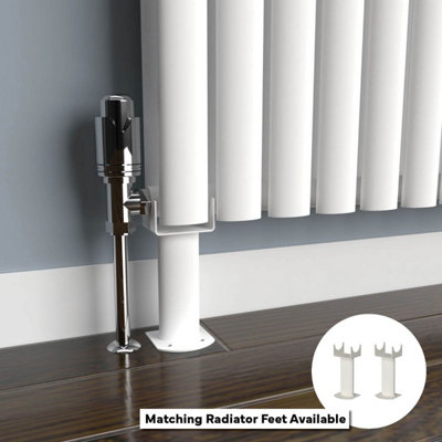 Lux Heat White Oval Horizontal Single Panel Designer Radiator 600mm (H ...
