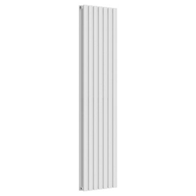 Lux Heat White Oval Vertical Double Panel Designer Radiator 1600mm (H) x 420mm (W)