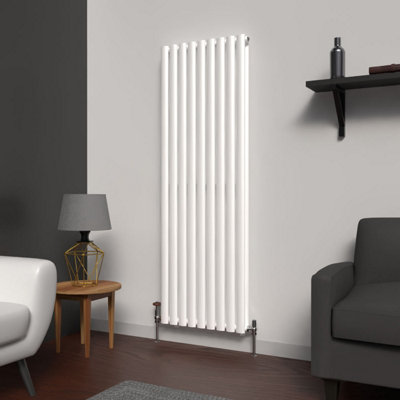 Lux Heat White Oval Vertical Double Panel Designer Radiator 1600mm (H) x 540mm (W)