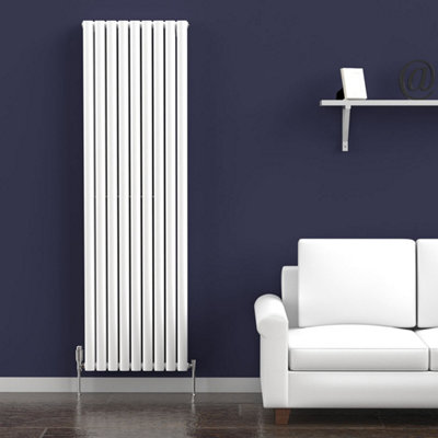 Lux Heat White Oval Vertical Double Panel Designer Radiator 1800mm (H) x 540mm (W)