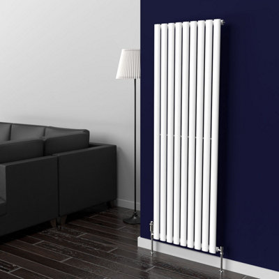 Lux Heat White Oval Vertical Single Panel Designer Radiator 1600mm (H) x 540mm (W)