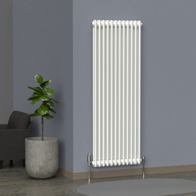 Lux Heat White Vertical 2 Column Traditional Radiator 1500mm (H) x 560mm (W)