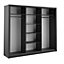 Lux II Modern Mirrored Sliding Door Wardrobe (H2150mm W2500mm D600mm) - Black Matt
