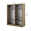 Lux III Modern Sliding Door Mirrored Wardrobe (H2150mm W1810mm D600mm) - Oak Shetland