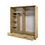 Lux V - Oak Artisan Sliding Door Mirrored Wardrobe with Shelves And Drawers (H2150mm W2000mm D600mm)