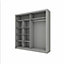 LUX VIII - Modern Grey Two Mirrored Sliding Door Wardrobe (H2150mm W2030mm D610mm) With Shelves