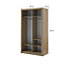 LUX XIX - Stylish Mirrored Sliding Door Wardrobe (H2150mm W1200mm D600mm) With Customisable Interior Layout - Oak Shetland
