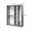 LUX XVII - Modern Grey Mirrored Sliding Door Wardrobe (H2180mm W21800mm D570mm) With Multiple Hanging Rails