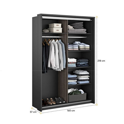 LUX XXI -Elegant Two Mirrored Sliding Door Wardrobe (H2150mm