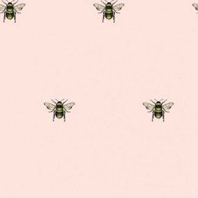 Luxe Bee Wallpaper In Bright Pink