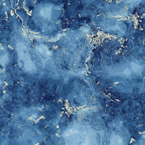 Luxe Collection Marble Heavyweight Vinyl Wallpaper Blue / Gold World of Wallpaper WOW087
