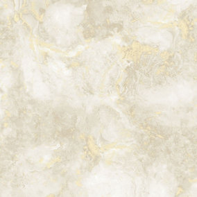 Luxe Collection Marble Heavyweight Vinyl Wallpaper Cream / Gold World of Wallpaper WOW089