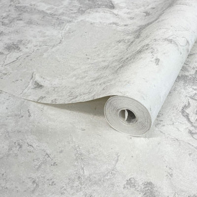 Luxe Collection Marble Heavyweight Vinyl Wallpaper White / Silver World of Wallpaper WOW091