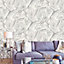 Luxe Collection Mineral Heavyweight Vinyl Wallpaper Silver / Grey World of Wallpaper WOW084